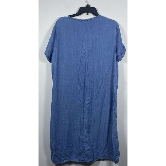 Democracy Womens Sz XL Boho‎ Western Dress Denim Chambray Embroidered Lyocell - Picture 4 of 5
